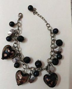 Black Copper Heart Charm Bracelet