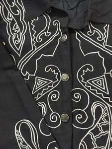 Black Embroidered Shirt + Floral H&amp;M Dress
