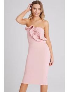 Girls on film Halcyon Dusky pink dress Strapless