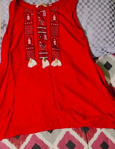Casual Red Tunic Top