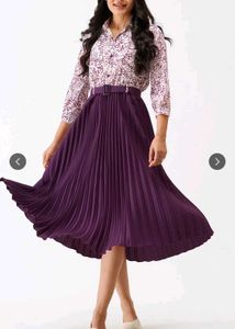 Pleated Midi Shirt Dress - Elegant Style