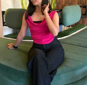 Pink Cowl Neck Top