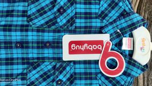 Blue Plaid Short Sleeve Shirt Size-2-3 Year