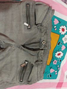 Gray Biker Jeans