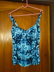 Blue Patterned Bustier Top