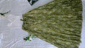 Olive Organza Silk Skirt