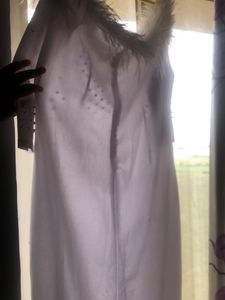 Classy White Dress Feathers Design Perfect