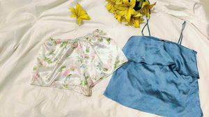 Very Beautiful Satin Shorts N H &amp;M Top