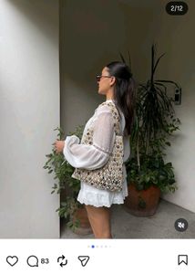 H&amp;M linen Elegant White Peasant Blouse