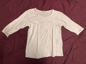 Plain White 3/4th Sleeve T-shirt