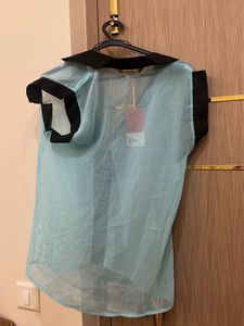 Chic Blue Sheer Top