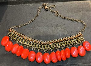 Red Beaded Chain Necklace