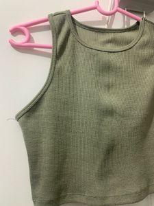 Olive Green Crop Tank Top