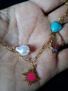 Charm Necklace with Pearl and Colourful Details