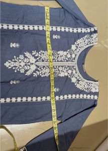 Elegant Gray Embroidered Kurti Set