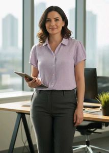 Cute White and Pink Checkered Shirt