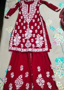 Red Chikankari Kurti Set ✨😍❤️