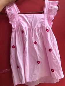 Pink Floral  Peplum Ruffle Sleeve Top