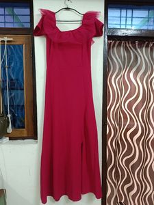 Beautiful Party Wear Pink Gown Floor Touch
