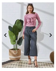 Pink Tie-Front Long Sleeve Top