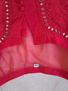 Brand New Red Chikankari Kurta With Mirror Work