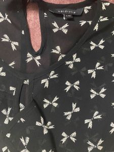 Bow Printed Ruffle Top