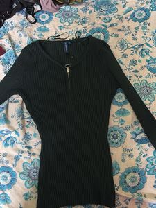 Cozy Green Woolen Knit Top | Full Sleeves | Winter