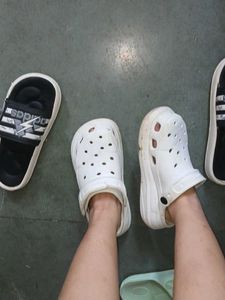 Combo Of Adidas Slides And CROCS