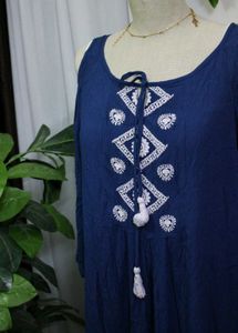 Global Desi Cold Shoulder Embroidered Dress