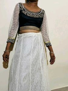 Embroidered Black &amp; Gold Lehenga New