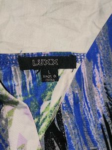 Royal Blue Abstract Print Maxi Stretch Dress