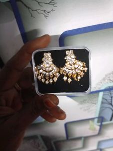 Gold-tone CZ Dangle Earrings