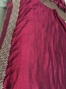 Maroon Saree With Desinger Blouse