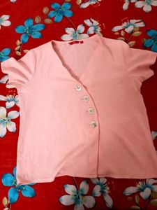Peach Button-Down Top