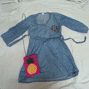 Polka Dot Denim Dress