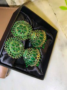 Green Jhumka Earrings