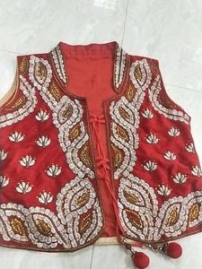 Gold Ane Red Colour Anarkali Top
