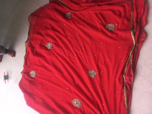 Red Embellished saree