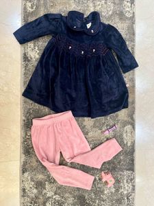 Velour Dress & Leggings Set Size 20