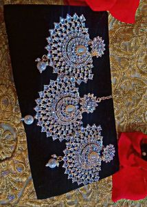 White Earings With Mang Tika