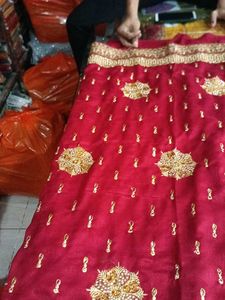 Elegant Red &amp; Gold Embroidered Saree