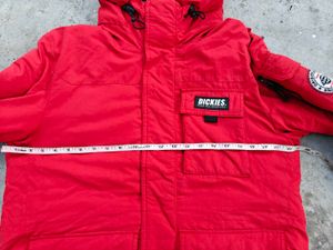 DICKIES RED HODDED PUFFER JACKETS
