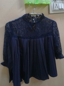 Elegant Navy Lace Top