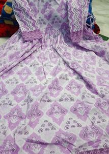 Lavender Printed Ethnic Gown