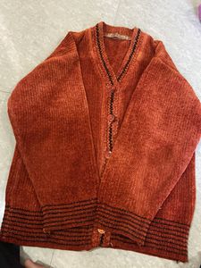 Vintage Orange Embroidered Cardigan