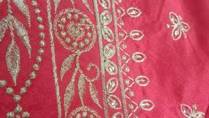 Hot Red Zari Embroidery Design Boluse