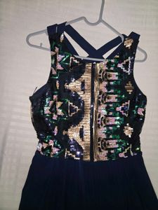 Elegant Navy Blue Maxi Dress bust 36