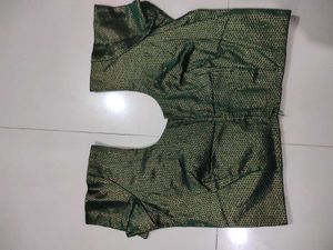 Green Brocade Readymade Saree Blouse