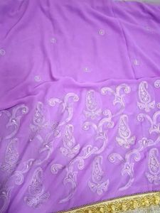 Lavender Paisley Embroidered Saree