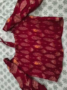 Maroon Printed Blouse